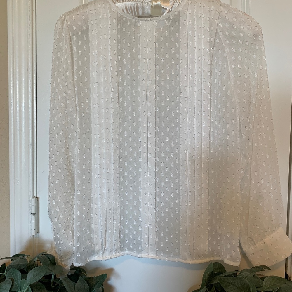Zara Top Chiffon Long Sleeve Pleated Button Textured in size Medium